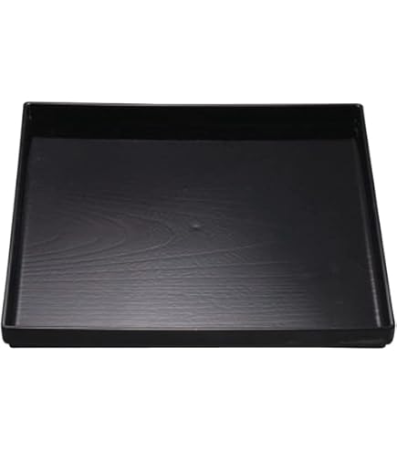 Amazon｜お盆 耐熱地木目長手盆黒天朱尺4寸 洗浄機可 [42.6 x 33.3 x